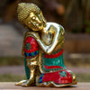 Resting Buddha Bronze Statue with Stone Inlaid - Art Of Tibet
