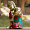 Resting Buddha Bronze Statue with Stone Inlaid - Art Of Tibet