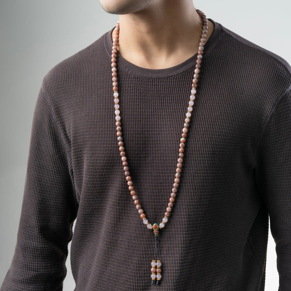 Rhodonite with Rose Quartz Compassion Mala - Art Of Tibet