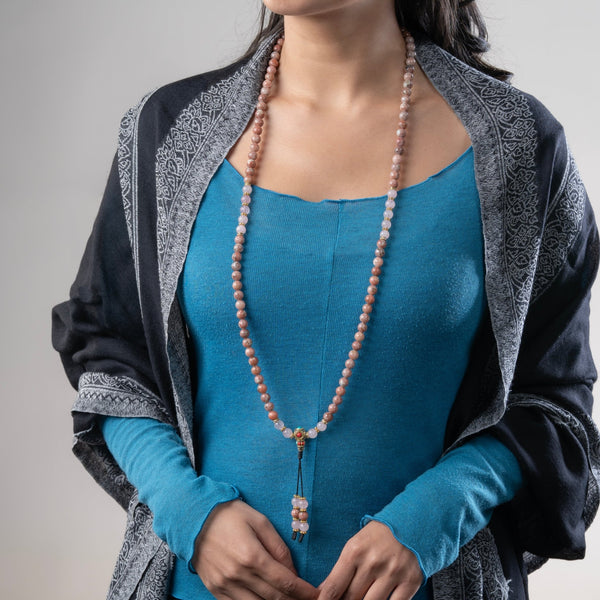 Rhodonite with Rose Quartz Compassion Mala - Art Of Tibet