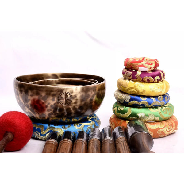 7 Chakra Super Flower Blood Moon Tibetan Singing Bowl Set