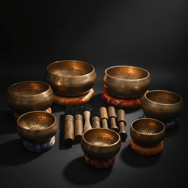 Set of 7 Tibetan Hand Hammered Singing Bowl - Art Of Tibet