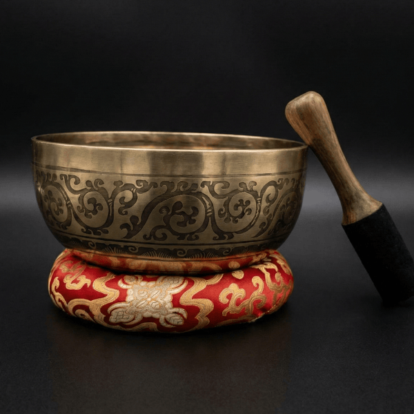 Seven Chakra with Flower of Life Carved Singing Bowl - Art Of Tibet
