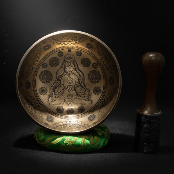 Seven Chakra Yogini Carved Singing Bowl - Art Of Tibet