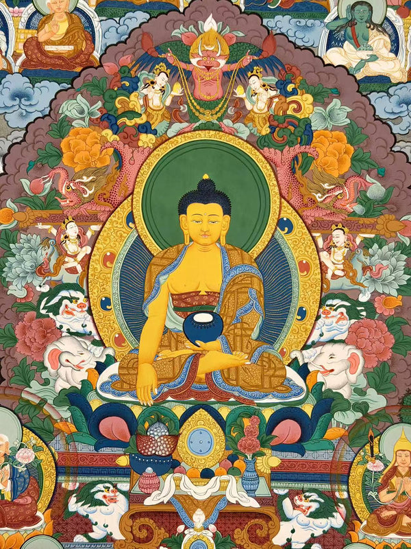 Shakyamuni Buddha and the 17 Great Scholars Thangka - Art Of Tibet