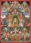 Shakyamuni Buddha and the 17 Great Scholars Thangka - Art Of Tibet