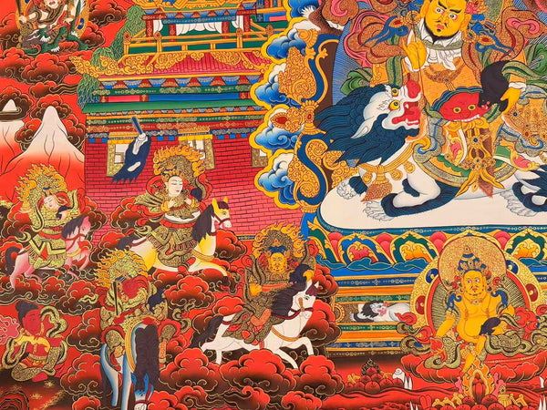 Singha Jambhala Large Tibetan Thangka - Art Of Tibet
