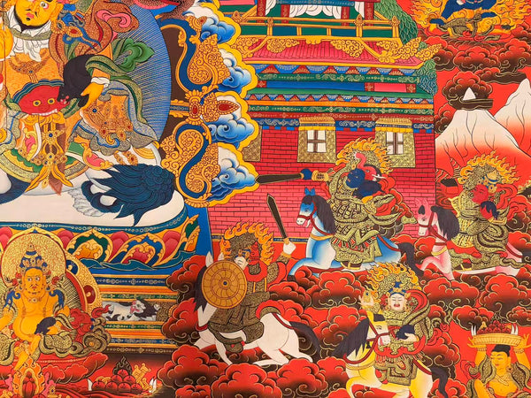Singha Jambhala Large Tibetan Thangka - Art Of Tibet
