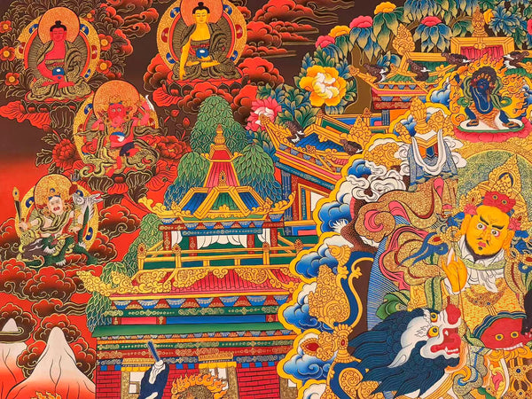 Singha Jambhala Large Tibetan Thangka - Art Of Tibet