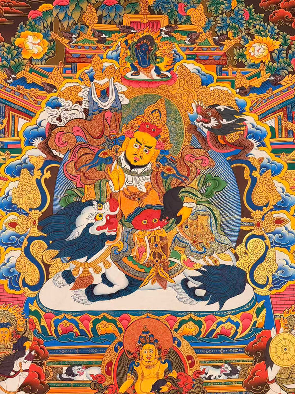 Singha Jambhala Large Tibetan Thangka - Art Of Tibet