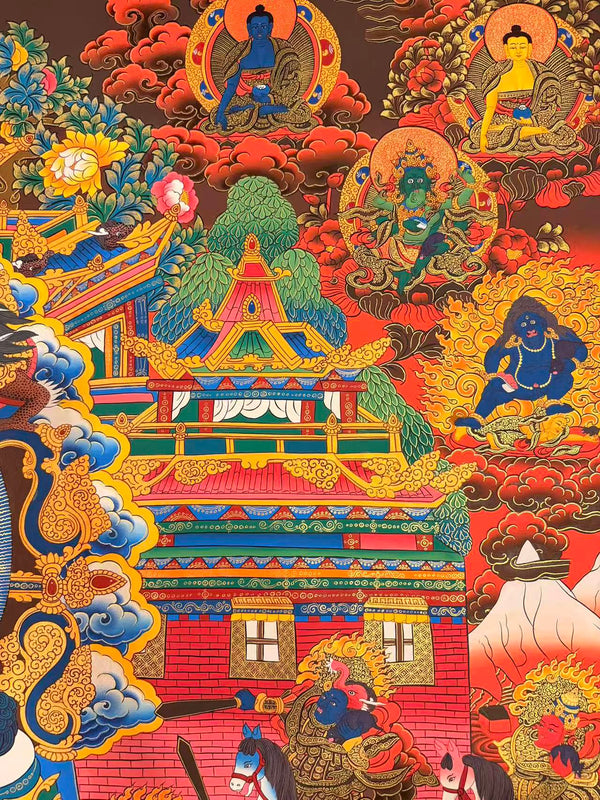 Singha Jambhala Large Tibetan Thangka - Art Of Tibet