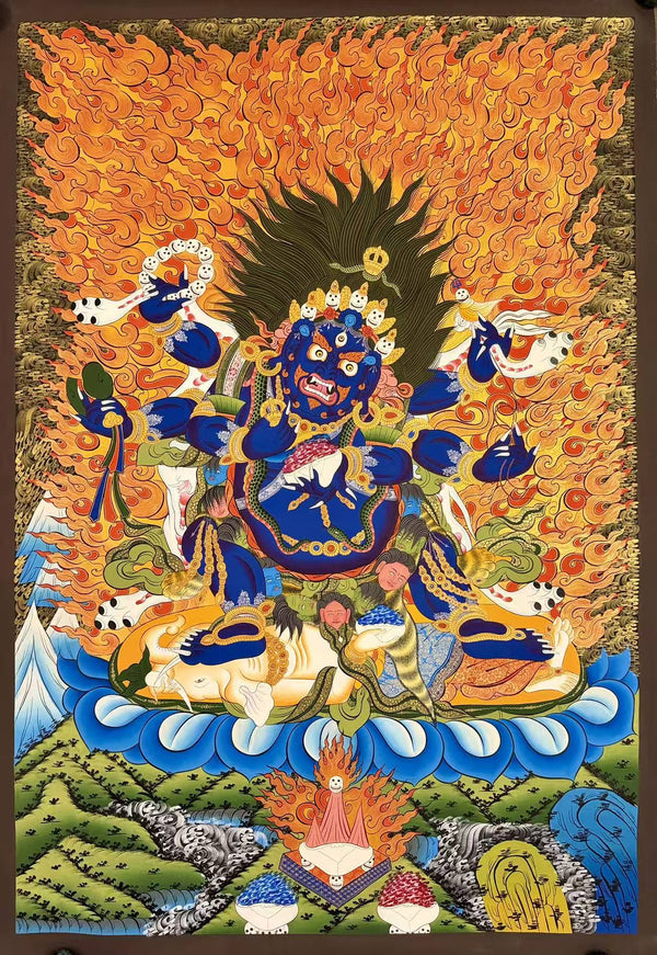 Six Arm Mahakala Large Thangka - Art Of Tibet
