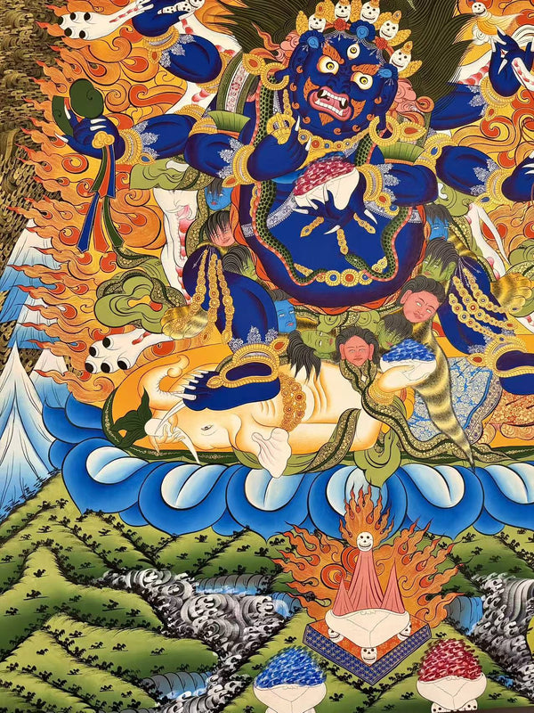 Six Arm Mahakala Large Thangka - Art Of Tibet