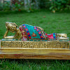 Sleeping or Reclining Buddha Bronze Statue with Stone Inlaid - Art Of Tibet