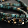 African Turquoise with Hematite & Onyx Short Mala