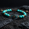 Tibetan Turquoise and Onyx Evil Eye Charm Bracelet - Art Of Tibet