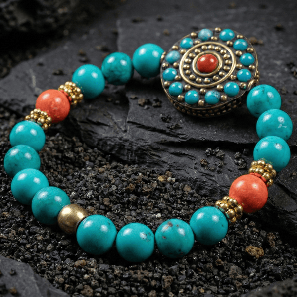 Tibetan Turquoise Bloom Bracelet - Art Of Tibet