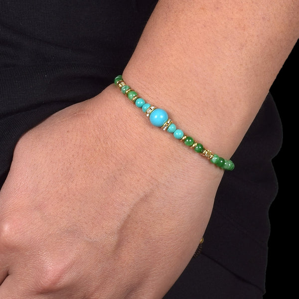 Tibetan Turquoise & Jade Harmony Bracelet - Art Of Tibet