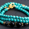 Tibetan Turquoise with Onyx Short Mala - Art Of Tibet