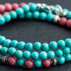 Tibetan Turquoise with Rhodonite Short Mala - Art Of Tibet