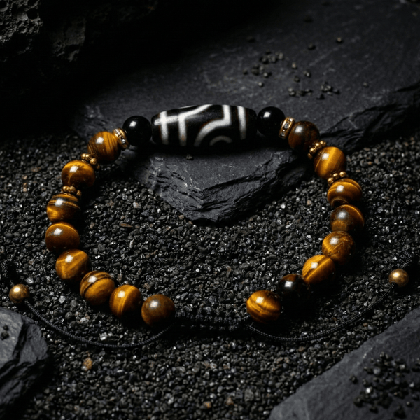 Tiger Eye & Dzi Beads Motivation Bracelet - Art Of Tibet