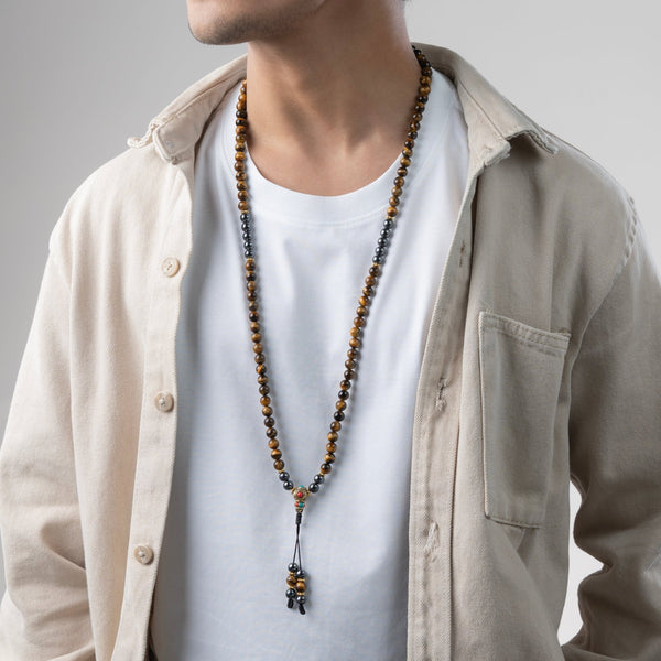 Tiger Eye & Hematite Mala – Strength & Balance - Art Of Tibet