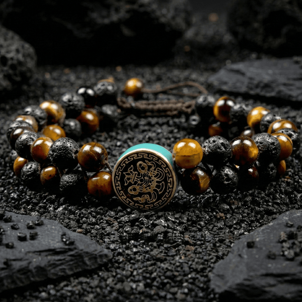 Tiger Eye Lava Stone Double Layer Bracelet - Art Of Tibet