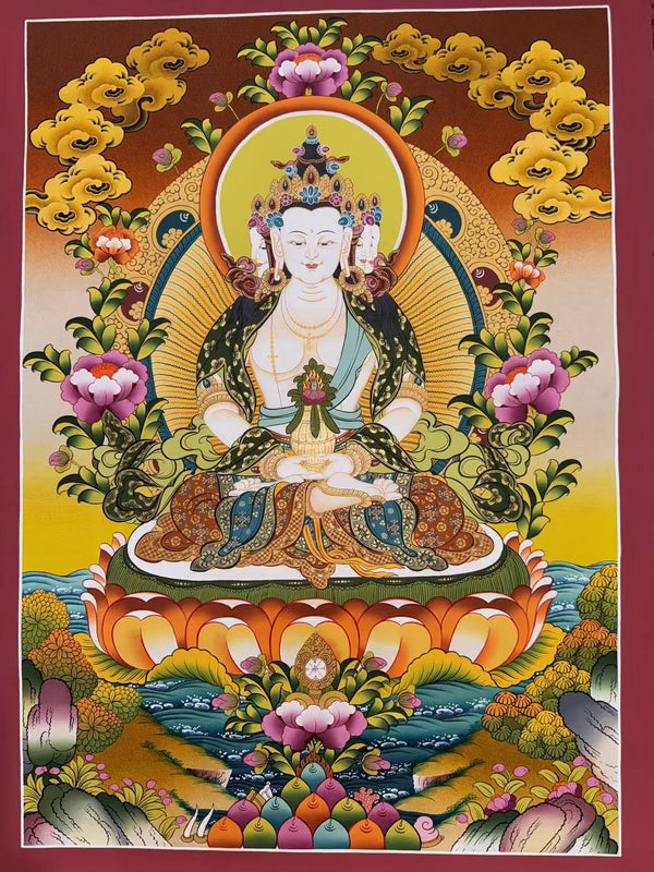 Vairocana Buddha Thangka Painting - Art Of Tibet