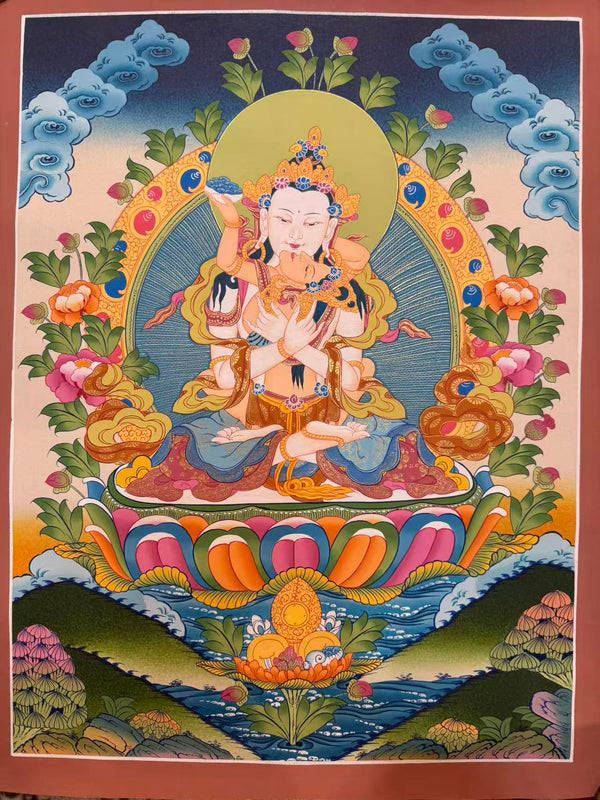 Vajrasattva Shakti Thangka Painting - Art Of Tibet