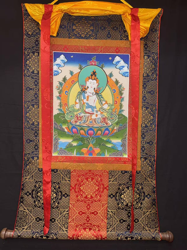 Vajrasattva Thangka - Silk Framed - Art Of Tibet