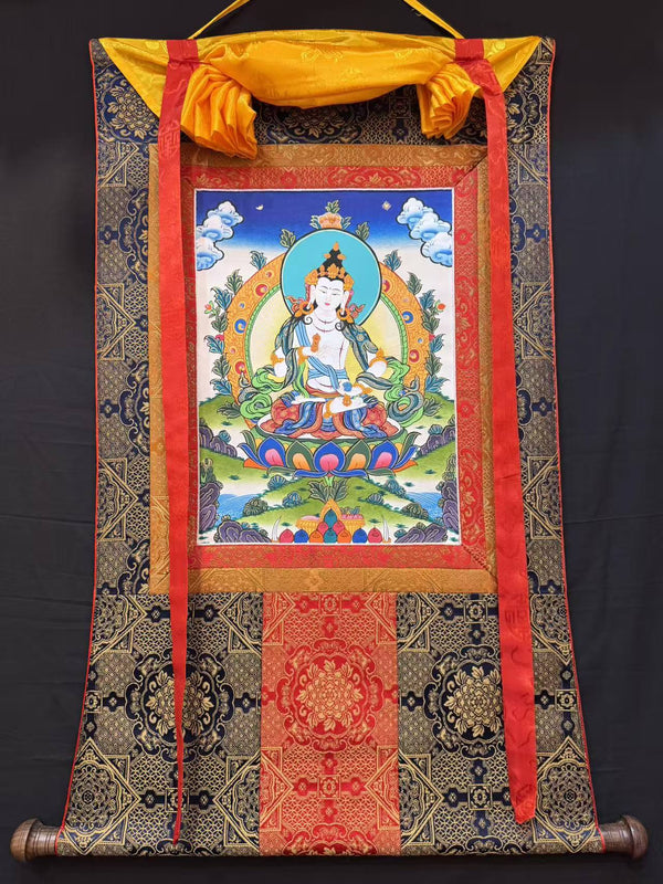 Vajrasattva Thangka - Silk Framed - Art Of Tibet
