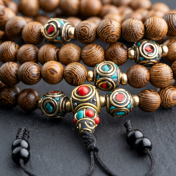 Wenge Wood Strength & Spiritual Balance Mala - Art Of Tibet