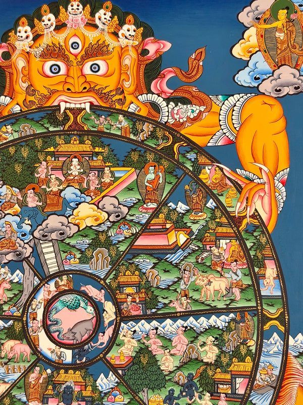 Wheel Of Life Masterpiece Large Thangka - Art Of Tibet