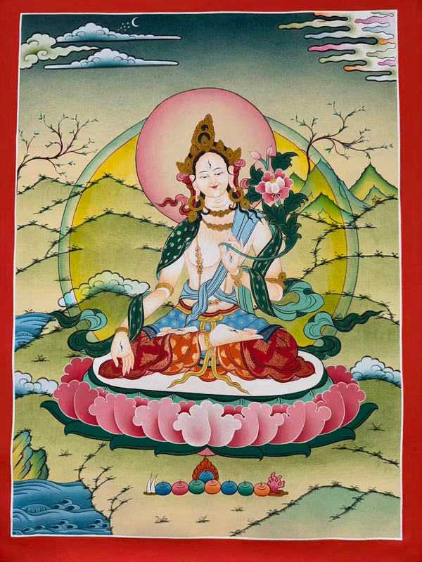 White Tara Thangka - Art Of Tibet