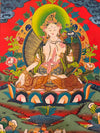 White Tara Thangka - Silk Framed - Art Of Tibet