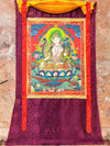 White Tara Thangka - Silk Framed - Art Of Tibet