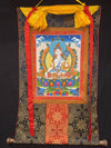 White Tara Thangka - Silk Framed - Art Of Tibet
