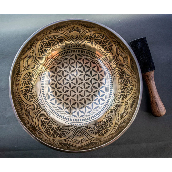 Flower Of Life Carved Singing Bowl