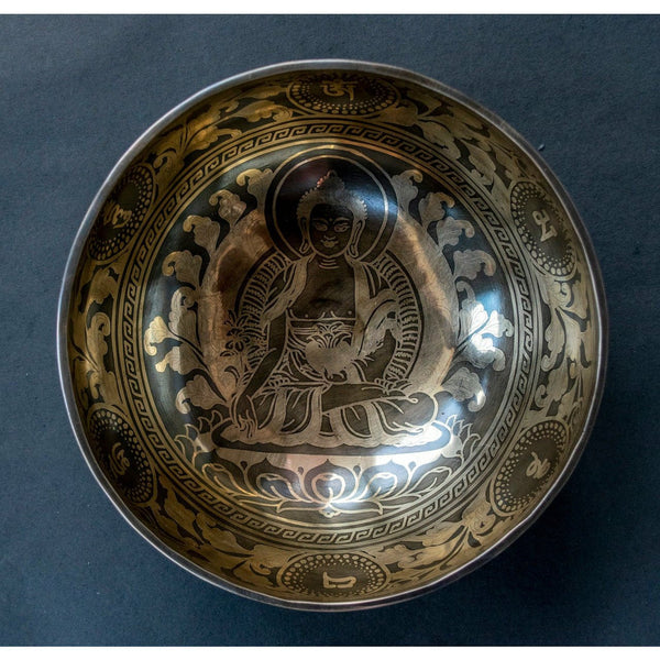 Medicine Buddha with Om Mantra Carved Singing Bowl