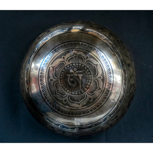 Medicine Buddha with Om Mantra Carved Singing Bowl