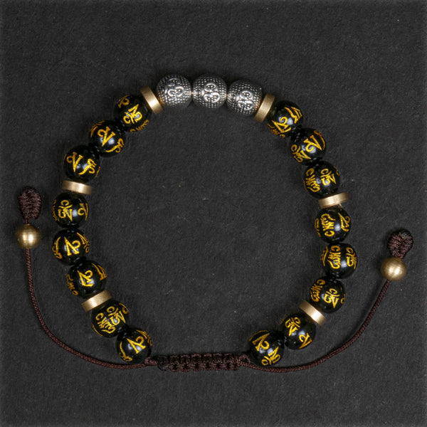 Onyx with Om Mantra Carving Bracelet