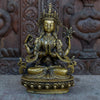 Chenrezig Pure Bronze Statue with Antique Finishing - Art Of Tibet