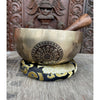 Chenrezig with Eight Auspicious Symbols Carved Singing Bowl - Art Of Tibet