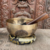 Chenrezig with Eight Auspicious Symbols Carved Singing Bowl - Art Of Tibet
