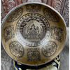 Chenrezig with Eight Auspicious Symbols Carved Singing Bowl - Art Of Tibet