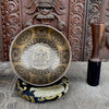 Chenrezig with Eight Auspicious Symbols Carved Singing Bowl - Art Of Tibet