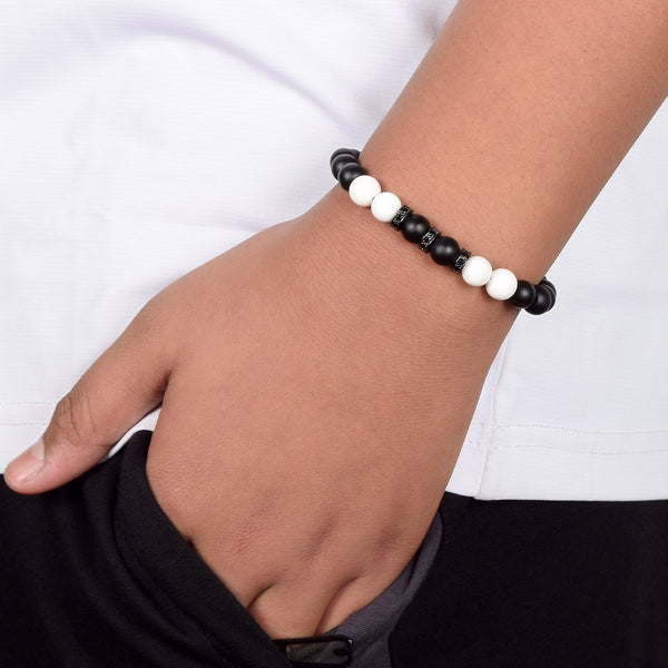 Matt Black Onyx and Naga Shell Bracelet - Art Of Tibet