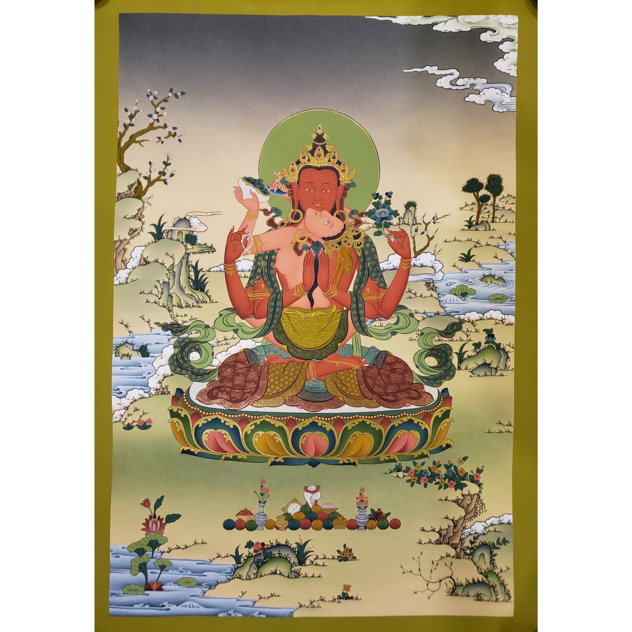 Red Chenrezig Gyalwa Gyamtso In Consort Thangka Art Of Tibet red-chenrezig-gyalwa-gyamtso-in-consort-thangka-art-of-tibet